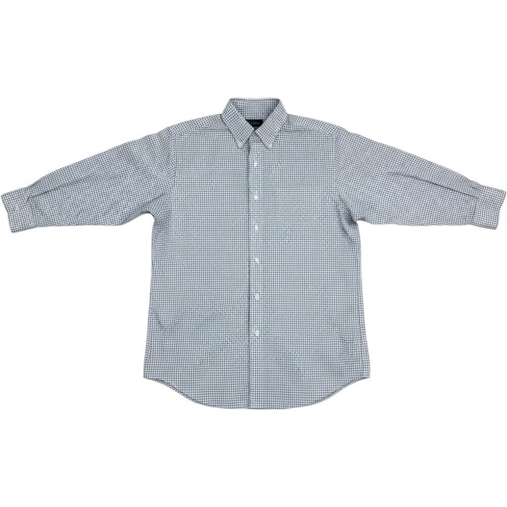Jos. A. Bank Traveler Mens Dress Shirt 15.5 33 Tailored Fit Blue Check Cotton